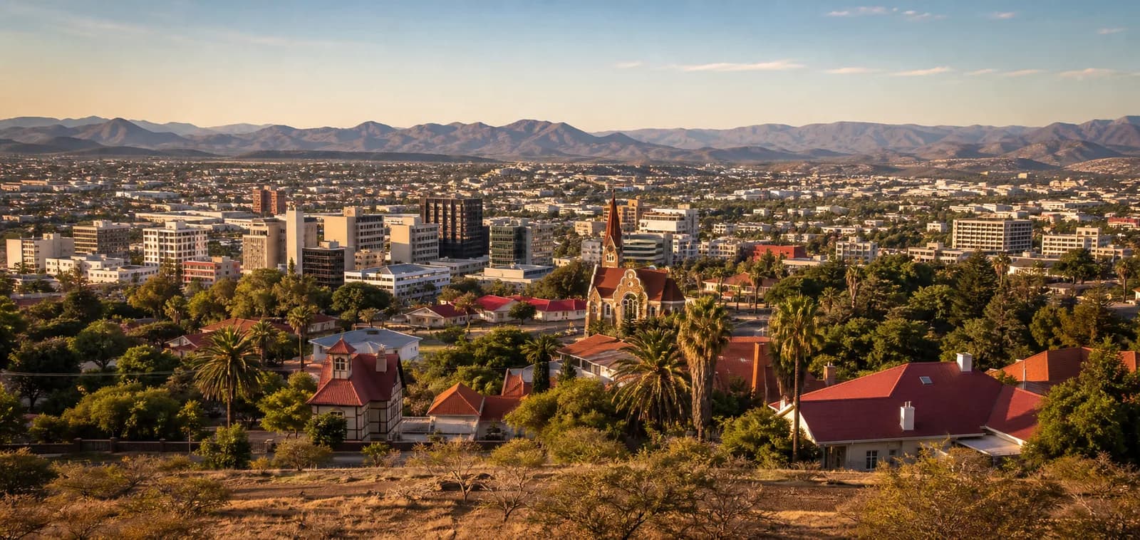Panoramic view of Windhoek, Namibia